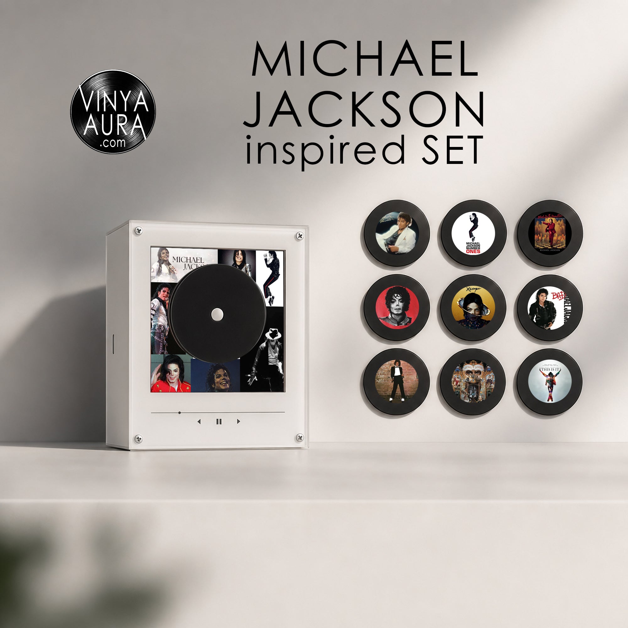 Michael Jackson Inspired Mini Vinyl Player Set | Vinya Aura